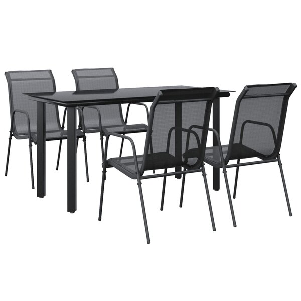 vidaXL Ensemble à manger de jardin 5 Pièces noir textilène et acier