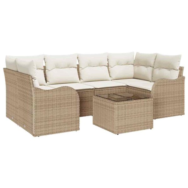 vidaXL Ensemble de canapé de jardin 7 Pièces Beige 55 x 55 x 37 cm
