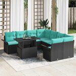 vidaXL Ensemble de canapé de jardin 9 Pièces Noir Poly Rattan