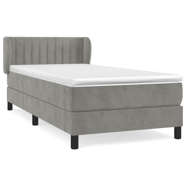 vidaXL Sommier à lattes de lit et matelas Gris clair 100x200cm Velours