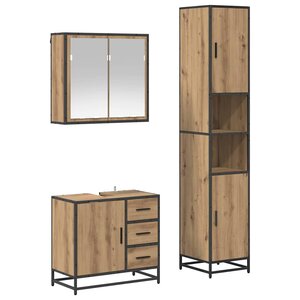 vidaXL Ensemble de mobilier de salle de bain 3 Pièces Chêne artisanal