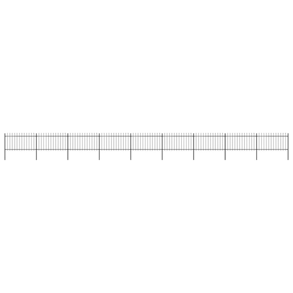 vidaXL Clôture de jardin avec dessus en lance Acier 15 3 x 1 m Noir