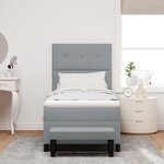 vidaXL Lit avec sommier et banc gris clair 90x190 cm Tissu