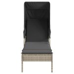 vidaXL Chaises longues lot de 2 avec auvents et table gris clair rotin