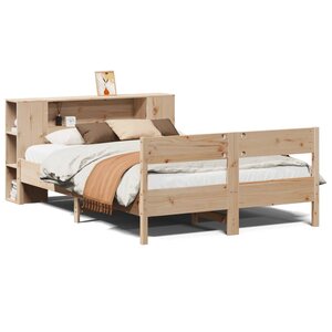 vidaXL Lit bibliothèque sans matelas 140x190 cm bois de pin massif