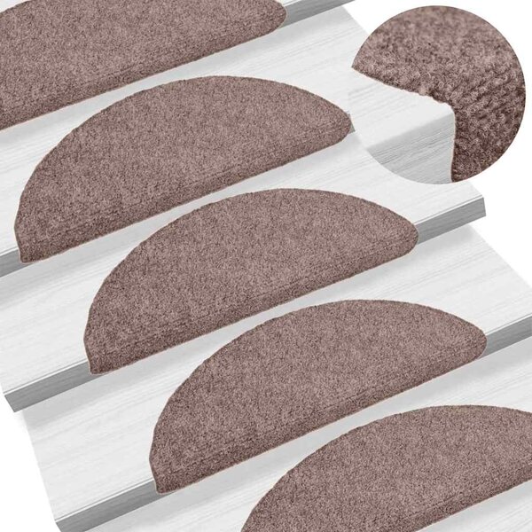 vidaXL Tapis d'escalier auto-adhésifs 10 pièces 56 x 17 x 3 cm Marron clair Demi-rond