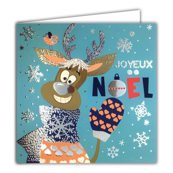 Carte Joyeux Noël avec Enveloppe Blanche 15x15cm