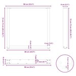vidaXL Pieds de table à manger en U 2 pièces Anthracite 90 x (72-73) cm Acier
