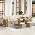 vidaXL Ensemble de canapé de jardin 10 Pièces Beige polyrotin