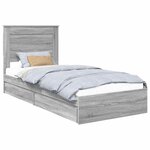 vidaXL Lit de Rangement Gris Sonoma 75 x 190 cm Bois d'ingénierie