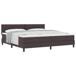 vidaXL Lit à ressorts avec tête de lit Marron foncé 200 x 200 cm tissu