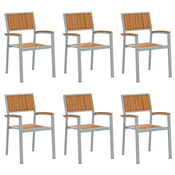 vidaXL Chaise empilable 6 Pièces Marron 56 x 57 x 87 cm