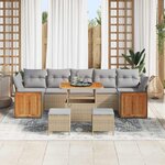 vidaXL Ensemble de canapé de jardin 10 Pièces Beige et Gris clair