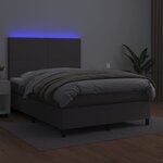 vidaXL Sommier à lattes de lit avec matelas et LED Gris 140x190 cm