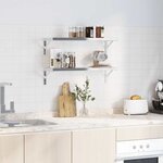 vidaXL Supports d'étagères 4Pièces argenté acier inoxydable