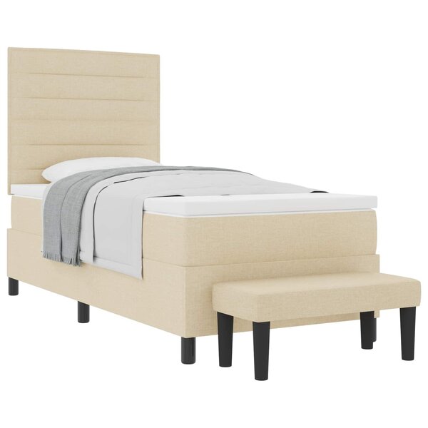 vidaXL Lit à ressorts avec coussin Crème 100 x 200 cm tissu