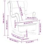 vidaXL Fauteuil à bascule à oreilles en velours bleu bois massif