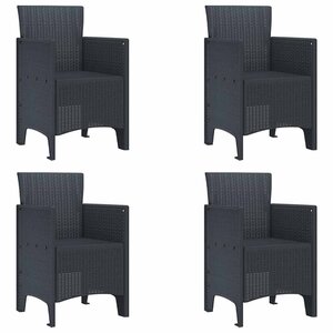 vidaXL Chaise de jardin 4 Pièces Anthracite 53 x 49 x 85 cm PP