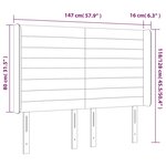 vidaXL Tête de lit à LED Gris foncé 147x16x118/128 cm Tissu