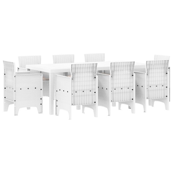 vidaXL Set de salle à manger jardin - 9 pièces avec coussins  en Rotin blanc