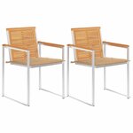 vidaXL Chaises de jardin avec coussins lot de 2 Teck solide et acier