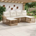 vidaXL Ensemble de canapés d'extérieur 6 Pièces Blanc Naturel et Crème