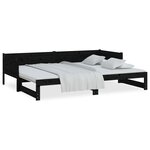 vidaXL Lit coulissant Noir Bois de pin solide 2x(80x200) cm