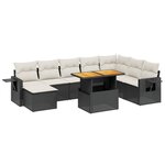 vidaXL Salon de jardin 9 Pièces avec coussins noir résine tressée
