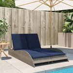 vidaXL Chaise longue avec coussins Gris 114 x 205 x 73 cm Résine tressée