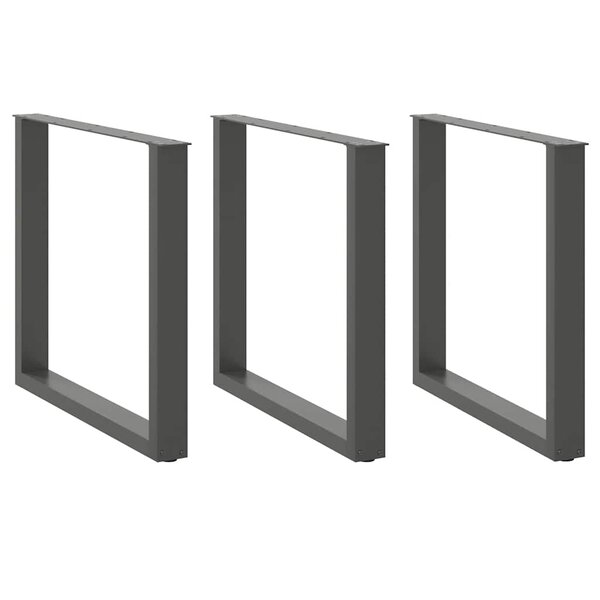 vidaXL Pieds de table à manger en U 3 pièces Anthracite 90 x (72-73) cm Acier