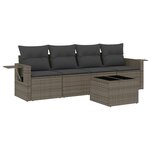 vidaXL Salon de jardin 5 Pièces avec coussins gris résine tressée