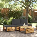 vidaXL Salon de jardin avec coussins 4 Pièces bois d'acacia massif