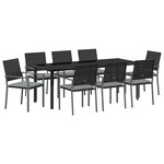 vidaXL Ensemble de salle à manger de jardin de 9 pièces avec coussins en poly rattan noir