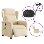 vidaXL Fauteuil inclinable de massage électrique crème tissu