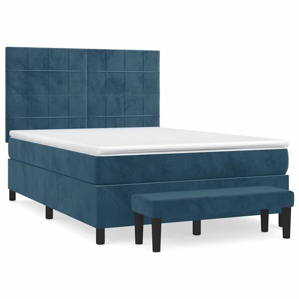 vidaXL Sommier à lattes de lit et matelas Bleu foncé 140x200cm Velours