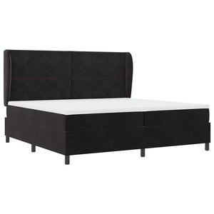 vidaXL Lit à ressorts avec matelas Noir 200 x 200 cm Velours