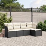 vidaXL Salon de jardin 5 Pièces avec coussins noir résine tressée