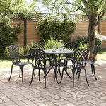 vidaXL Ensemble de salle à manger pour jardin 7 Pièces Noir Aluminium