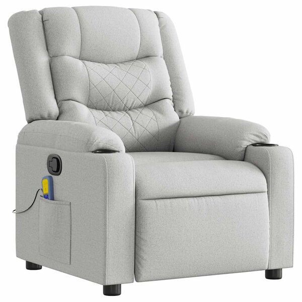 vidaXL Fauteuil de massage inclinable gris nuage tissu