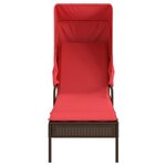 vidaXL Chaise longue avec auvent et table marron résine tressée