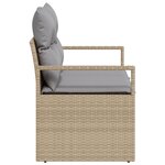 Canapé de jardin 2 places vidaXL avec rangement et coussins en poly rattan beige