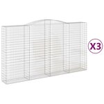 vidaXL Paniers à gabions arqués 3 Pièces 400x50x220/240 cm Fer galvanisé