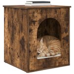 vidaXL Maison pour chat Chêne fumé 53 x 52 x 62 cm Bois d'ingénierie