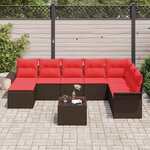 vidaXL Ensemble de canapé de jardin 9 Pièces Marron Poly rotin
