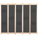 vidaXL Cloison de séparation 5 panneaux Gris 200 x 170 x 4 cm Tissu