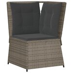 vidaXL Salon de jardin 4 Pièces avec coussins Gris Résine tressée