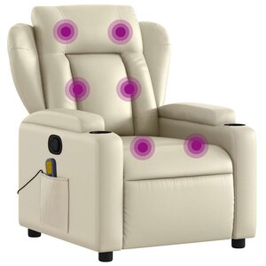 vidaXL Fauteuil de massage inclinable crème similicuir