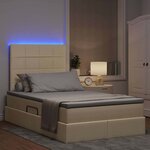 vidaXL Lit de rangement LED avec matelas Crème 120 x 190 cm Tissu