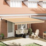 vidaXL Auvent Rétractable Manuel Motif Rayé Multicolore 450x300 cm