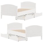 vidaXL Cadre de lit sans matelas blanc 100x200 cm bois de pin massif